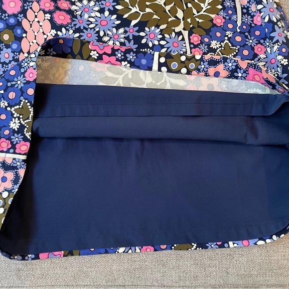 Talbots Blue Pink Floral Mini A Line Lined Cotton Stretch Blend Zip Skirt Bright - Picture 6 of 12